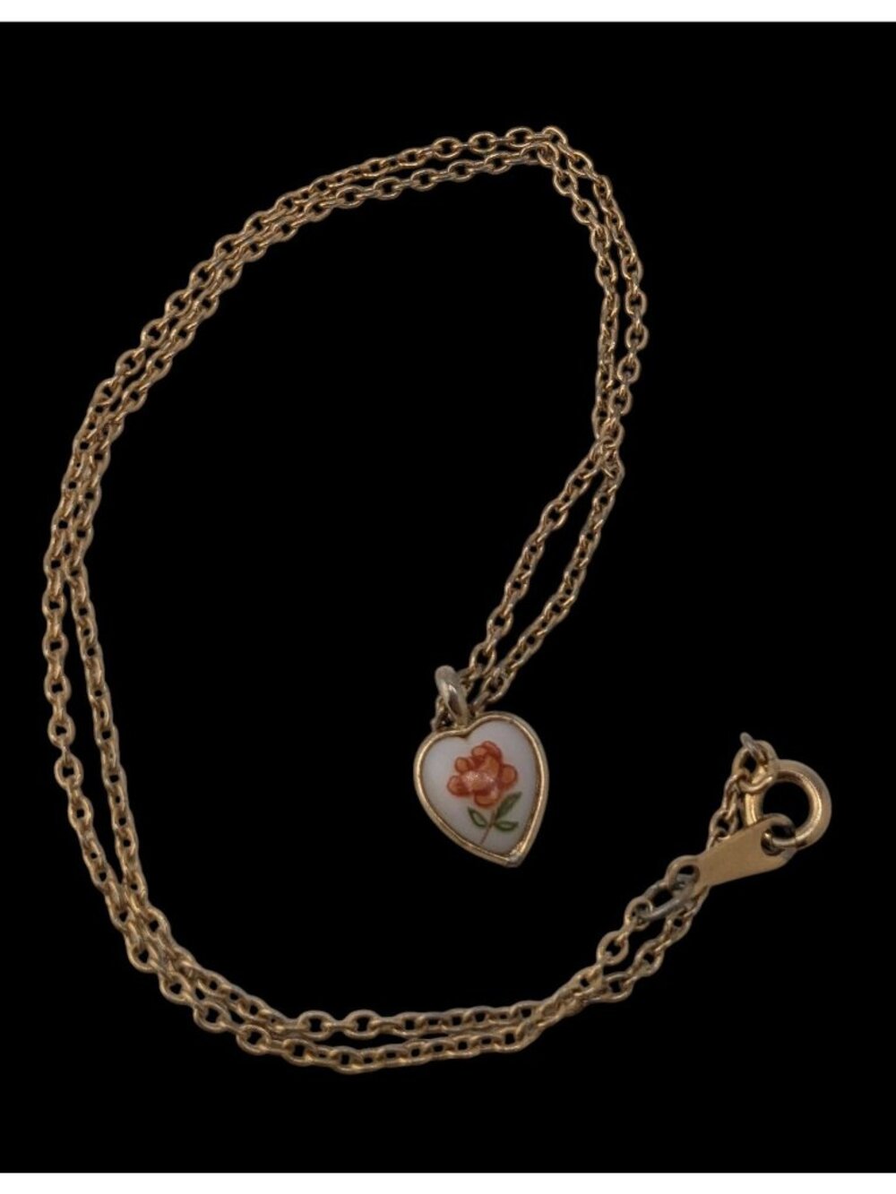 Coquette Vintage Avon Floral Heart Necklace Gold Tone Rose Pendant Dainty Romant